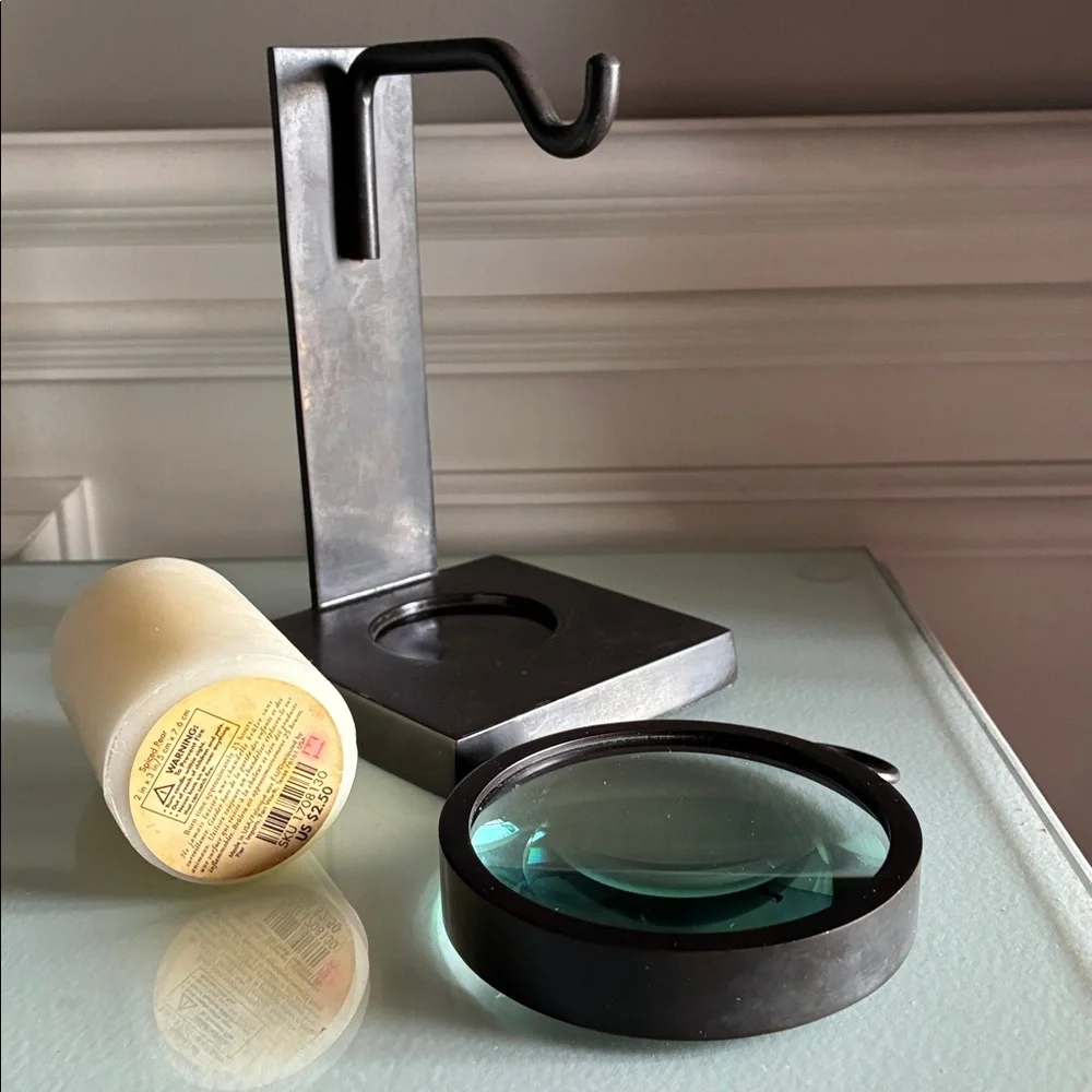 Pottery Barn Magnifying Candle Holder & Pier 1 Spiced Pear Candle Set - Picture 7 of 10